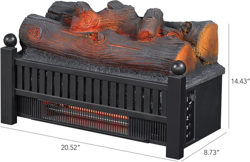duraflame® Electric Log Set 1,000 Sq Ft Infrared Heater, Faux Logs Insert with LED Flames for Existing Fireplaces, Crackling Sounds, Remote Control Included