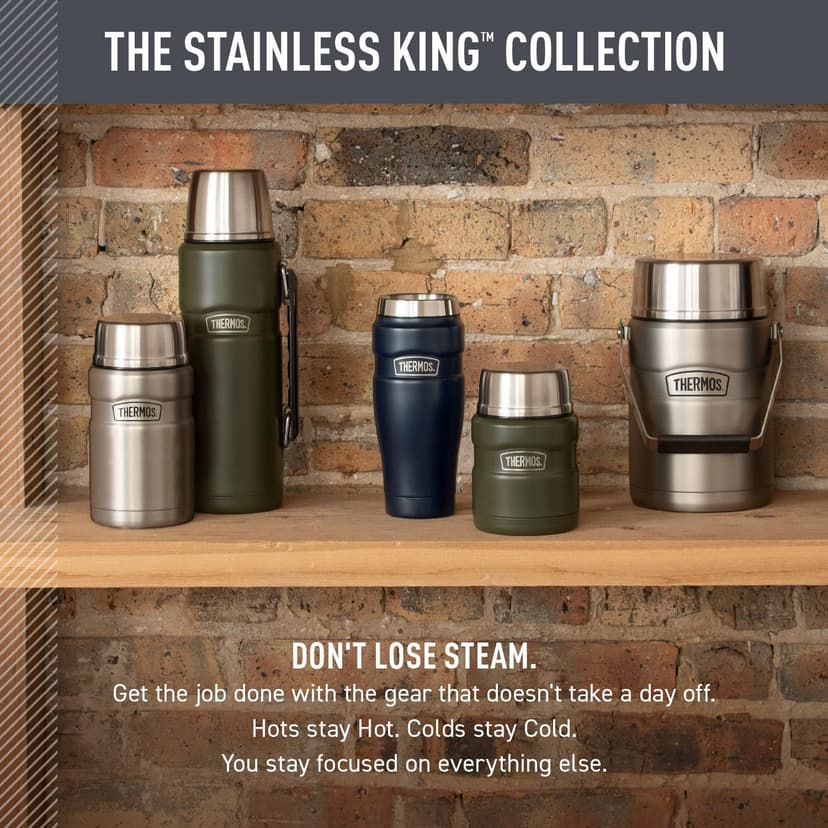 THERMOS Stainless King Vacuum-Insulated Travel Tumbler, 16 Ounce, Matte Steel