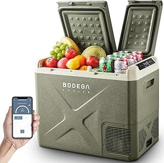 BODEGACOOLER 12V Portable Refrigerator, 42Quart (40L) Dual Zone Car Refrigerator, RV Car Fridge APP Control, -4℉-68℉Portable Freezer 12/24V DC 100-240V AC for Outdoor Camping Travel Vehicles Home Use