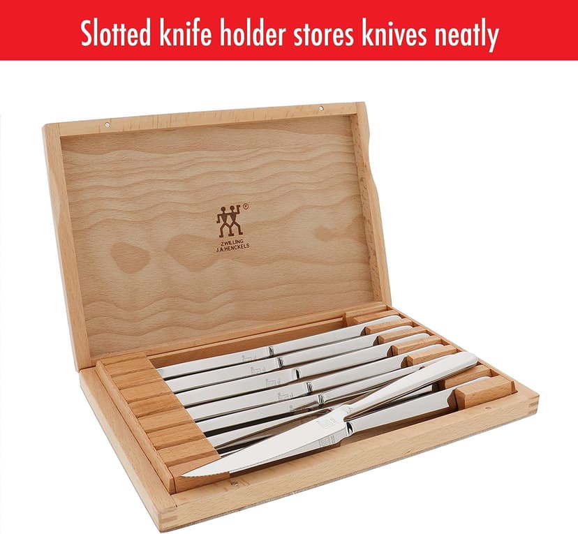 ZWILLING Razor-Sharp Steak Knives set of 8, German Engineered Informed by 290+ Years of Mastery, Silver