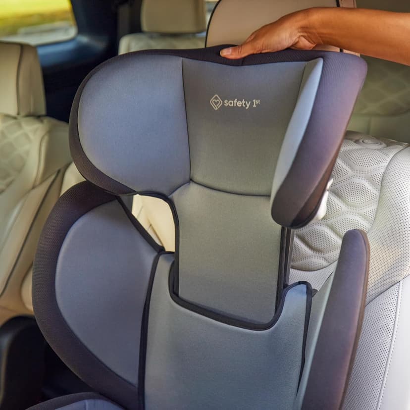 Safety 1st Grow and Go 2-in-1 Booster Car Seat with ComfortWings, Converts High-Back to Backless, 19" Wide, Fits 3 Across, Lightweight, Foldable, Easy-Clean, Cup Holders, 40-100 lbs, Black Sand