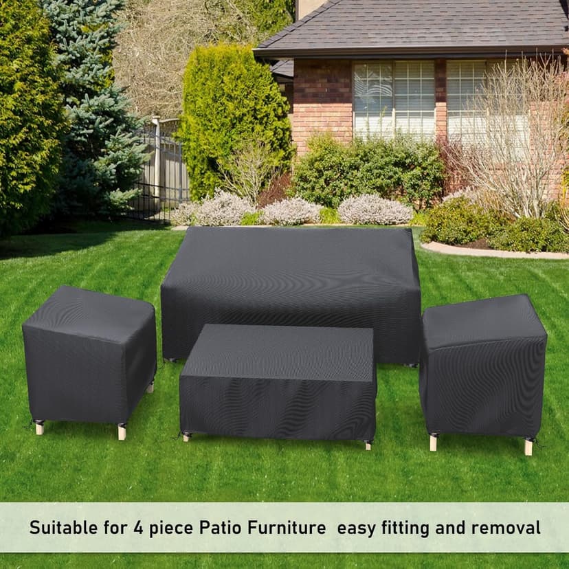 STARTWO Outdoor Patio Furniture Cover Waterproof 4-Piece Set for Chairs 32in, Loveseat 56in, Coffee Table 45in, Heavy Duty 500D, Black