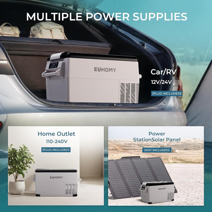 EUHOMY 12 Volt Refrigerator, 59QT(55L) Electric Cooler, 12V Fridge APP Control, 12V Cooler -4℉~68℉, Portable Freezer 12/24V DC 110-240V AC for Camping, Travel, Truck, Home