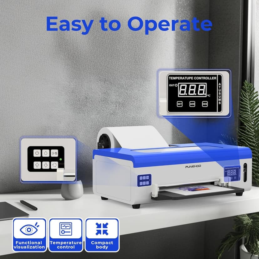 PUNEHOD DTF Printer A4 L800, DTF Transfer Printing Machine with White Ink Circulatory for DIY Print Dark and Light Fabrics Direct to Film Printer (with Oven)