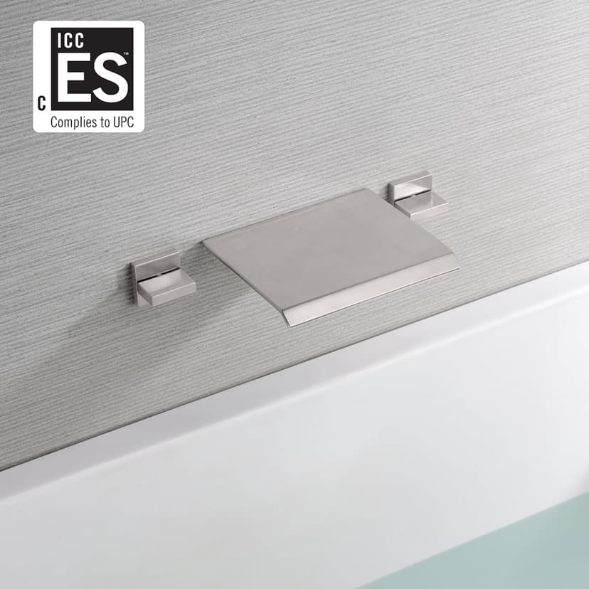 SUMERAIN Waterfall Tub Faucet Wall Mount Bathtub Faucet Brushed Nickel Dual Handle with Solid Brass Rough in Valve