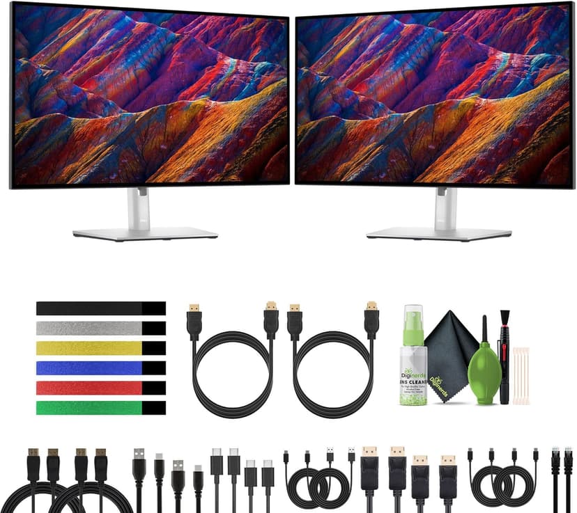 Dell UltraSharp U2723QE 27" UHD HDR IPS WLED LCD 4K Monitor, 3840 x 2160 at 60 Hz with DisplayPort, HDMI USB-C Docking Hub, 2X Computer Monitors Bundle with Cleaning Kit and More