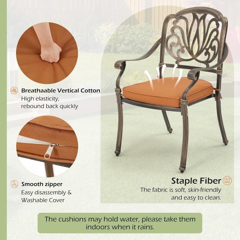 [Hi-End]Cast Aluminum Patio Furniture Set 9-Piece Outdoor Dining Set Includes 86.6’’ Rectangular Patio Table with Umbrella Hole and 8 Cushioned Dining Chairs,Rust-Free for Patio Deck Garden Pool