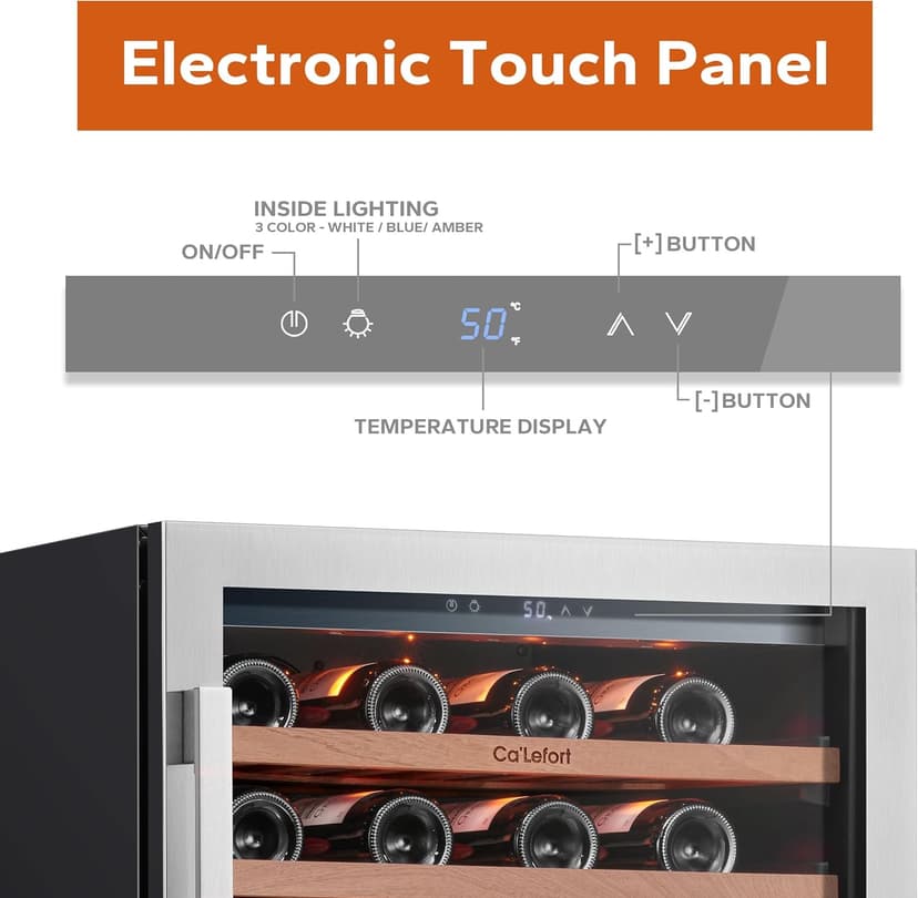 24 Inch Wine Fridge, 54 Bottle Wine Cooler Refrigerator, 40-65°F Wine Refrigerator Glass Door, 3 LED Wine Fridge, Built-in or Freestanding Wine Fridge for Home/Bar/Kitchen (5.65 cu.ft)