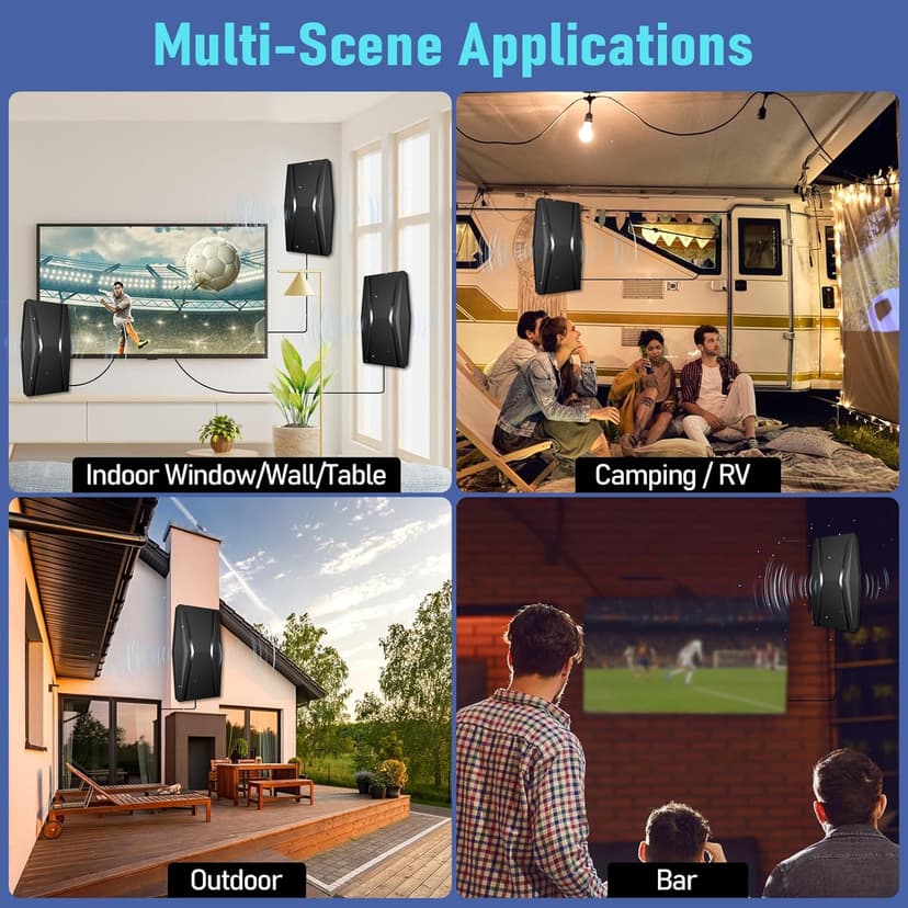 2200+ Miles Range TV Antenna, Strongest Digital TV Antenna Indoor with Amplifier Signal Booster, Long Range HDTV Antenna for Smart TV and Old TVs for Local Channels-42ft Coax Cable-Support 8K 4K 1080p