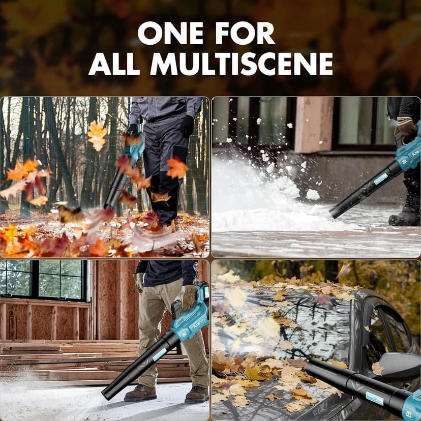 Leaf Blower Cordless - 2025 Update 150000RPM & 3 Speed Levels Electric Leaf Blower with 2 x 4.0Ah Battery and Charger, Extension Tube Blower for Lawn Care, Yard, Garage, Blowing Leaves, Dust or Snow