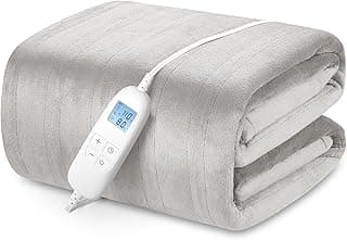 Electric Heated Blanket Queen Size with 6 Levels & 8h Auto Off, Ultra Soft Flannel Full Body Heating Blanket, Machine Washable, Warm Gray, 84" x 90"