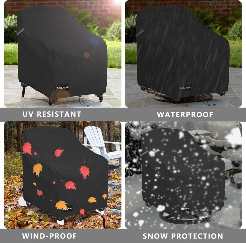 Swivel Patio Chair Covers 2 Pack,Waterproof Heavy Duty Outdoor Chair Covers,Patio Swivel Chair Covers for Outdoor Furniture (30 W x 34 D x 38.5 H inches)Black.