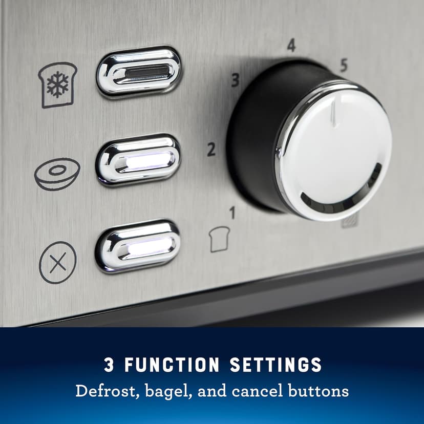 Oster 4 Slice Toaster, With 7 Browning Settings, Extra Wide Slots For Bagels and Special Breads, Removable Easy-to-Clean Crumb Tray, Cancel/Defrost/Bagel, Stainless Steel