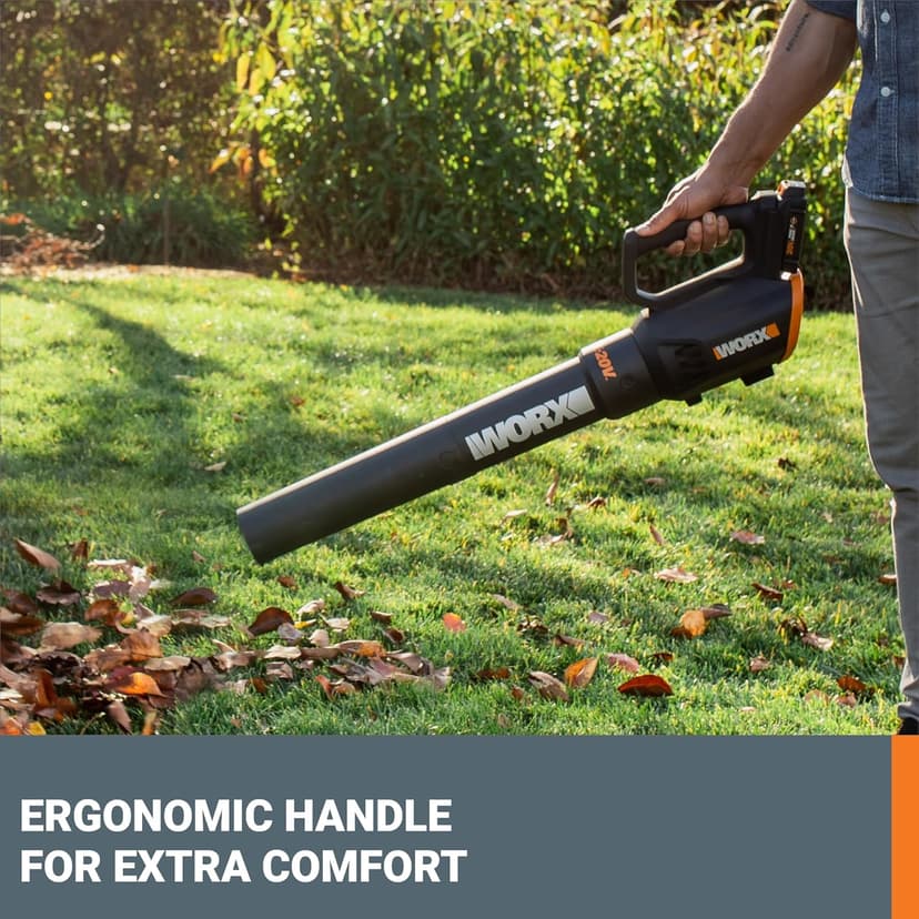 WORX 20V Cordless Leaf Blower WG547, Electric Blower, Powerful Turbine Fan Technology, 2-Speed Control, for One-Hand Operation, PowerShare – 1pc 2.0 Ah Battery and 1pc 0.4 A Charger Included
