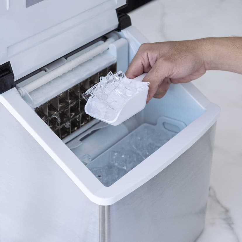 Newair Silver Countertop Ice Maker Machine, Compact Automatic Ice Maker, Cubes Ready in Under 15 Minutes, Portable Ice Cube Maker, Perfect for Home/Kitchen/Office/Bar