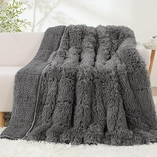 Uttermara Faux Fur Weighted Blanket Twin Size 15 Pounds, 48" x 72" Sherpa Heavy Blanket Throw for Couch Sofa Bed, Super Soft Plush Fleece & Warm Cozy Sherpa Reverse, Great for Calming and Relax, Gray