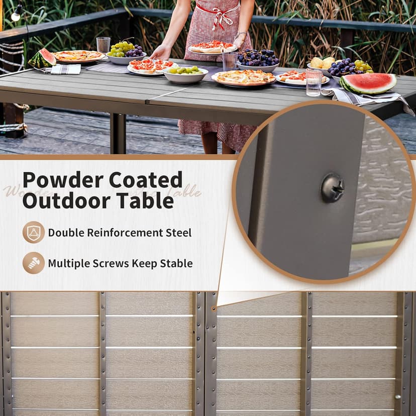 Devoko Patio Dining Table for 6 Outdoor Patio Table 59" x 35" Weather-Resistant Rectangular Table for Deck, Garden, Backyard