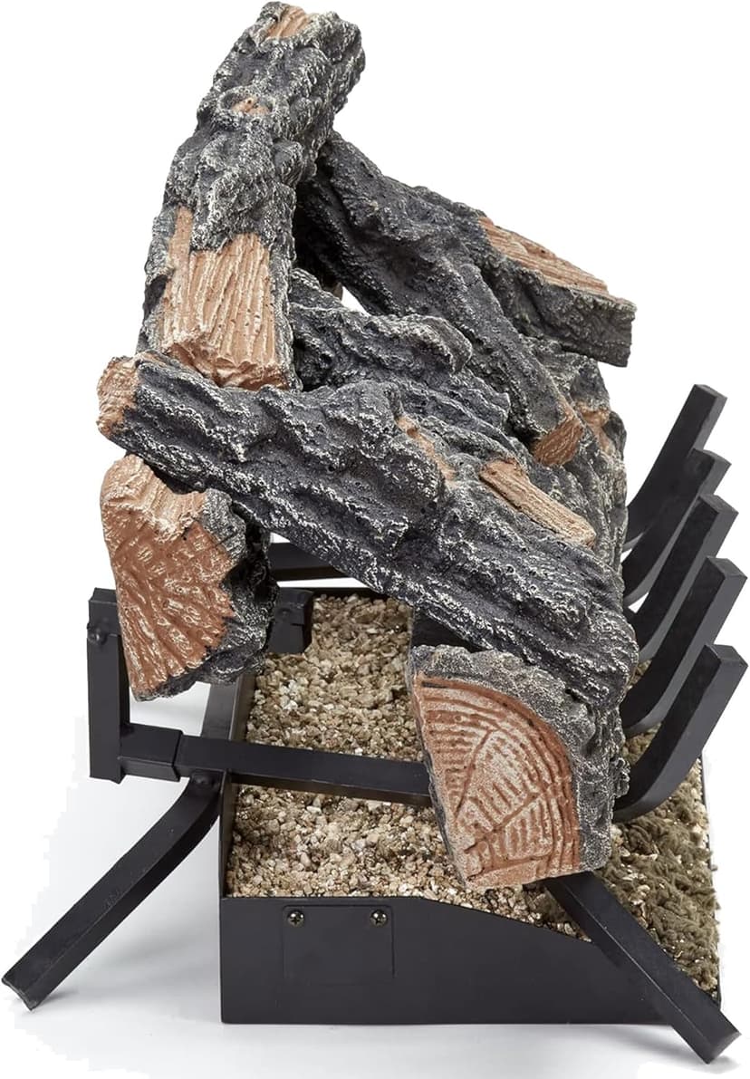 HearthSense MO24HVL Natural Gas Vented Fireplace Logs Set with Match Light, 55000 BTU, Heats up to 2000 Sq. Ft, Mountain Oak, 24 Inches