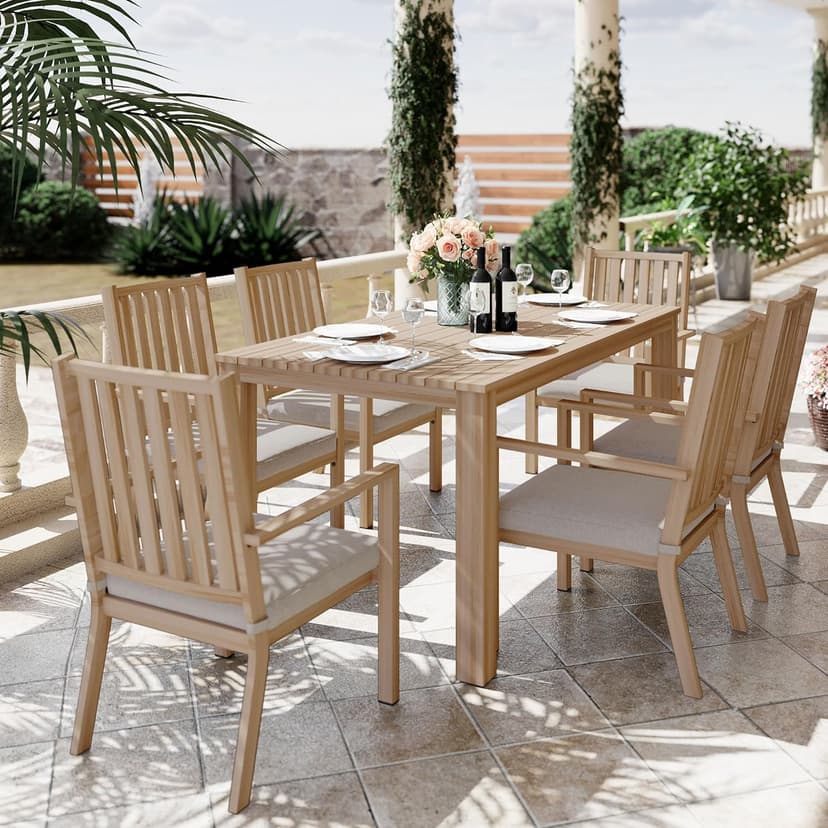 All-Weather Aluminum Outdoor Dining Table, Modern Rectangle Patio Dining Table for Balcony Garden, Brown
