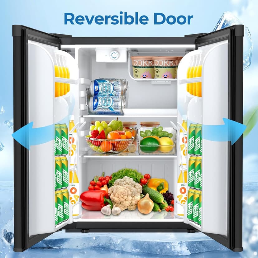 Compact Refrigerator 2.56 Cu.ft Mini Fridge with Freezer, Single Door Refrigerator with Adjustable Temperature Settings, Low noise, for Bedroom, Office, Dorm, Black