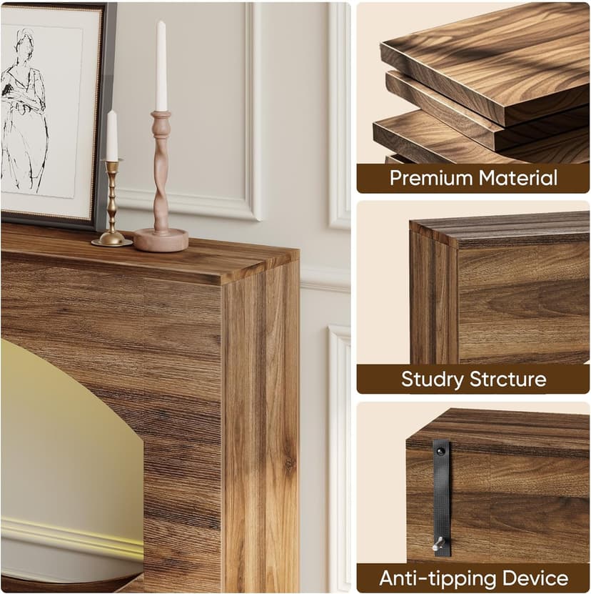 Farmhouse Console Table, 47 Inches Entryway Console Table with LED Light, Sofa Table Behind Couch, Wooden Hallway Accent Table for Entryway, Living Room