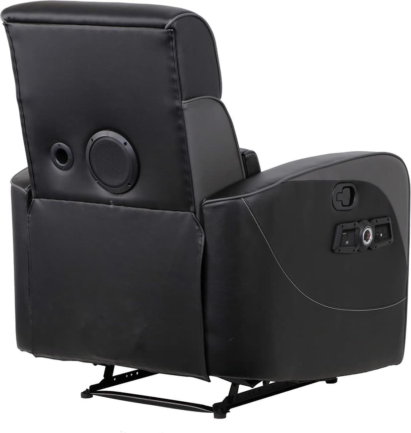 X Rocker Gamma Recliner Gaming Chair, 2.1 Bluetooth Audio System, Headrest Mounted Speakers, Built-in Footrest and Cupholder, 718001, 34.84" x 39.37" x 30.31", Black