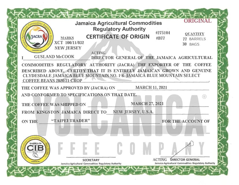 Jamaica Blue Mountain Coffee Blend, Whole Bean, Fresh Roasted, 16-ounce