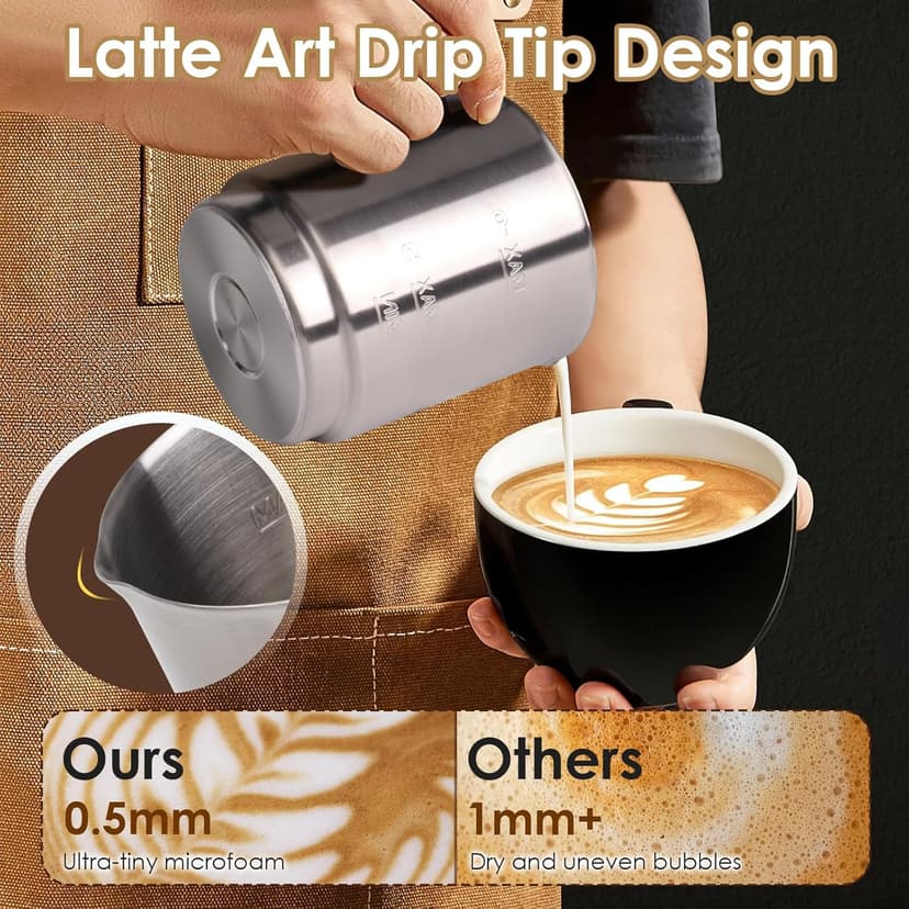 Milk Frother and Steamer, 16.9 OZ Milk Frother for Coffee, 4 in 1 Frother Separable Easy to Use and Clean, Durable Safe Silent Working for Coffee, Latte, Cappuccino Hot Chocolate, Black