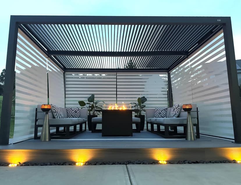 PURPLE LEAF Louvered Pergola 94AS 12' x 16' Outdoor Aluminum Pergola with Adjustable Roof for Deck Backyard Garden Grey Hardtop Gazebo