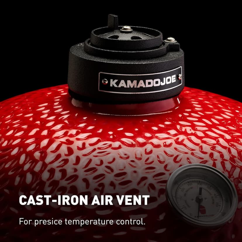Kamado Joe Joe Jr 13.5-inch Portable Ceramic Charcoal Grill with Grill Stand, Stainless Steel Cooking Grate, Heat Deflectors and Ash Tool in Red, Model KJ13RH