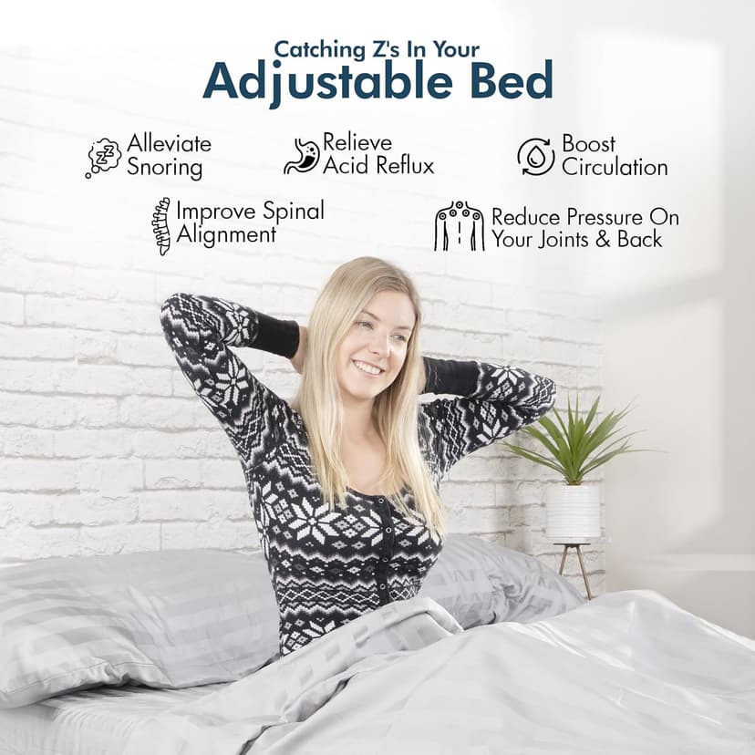 SFE Adjustable Bed with Mattress & Massage, Twin XL Adjustable Bed Frame + Medium Mattress - Cooling Gel Memory Foam Mattres, USB, UnderBed Light, Wireless Remote