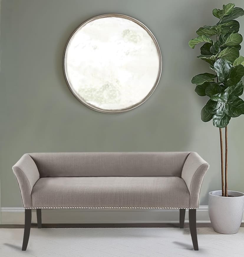 Madison Park Welburn Bedroom Solid Wood Polyester Fabric Seating Modern Style, 49.5"W x 19.25"D x 23"H, Grey