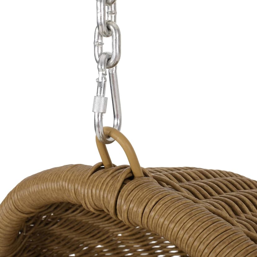 Christopher Knight Home Marcus Outdoor Wicker Hanging Chair with Stand, Light Brown and Beige