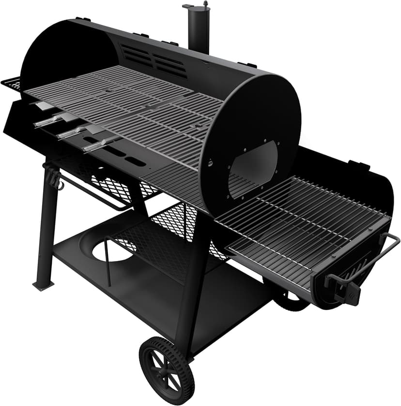 OKLAHOMA JOE'S® Canyon™ Charcoal and Propane Gas Combination Smoker and Grill, Black Steel, 24203004