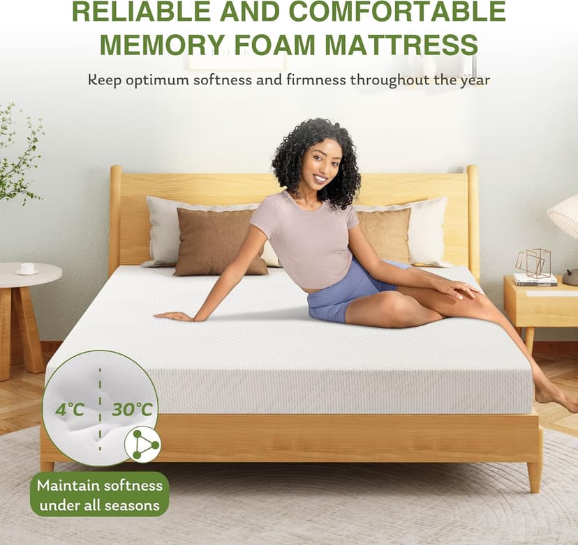 6 Inch Twin Mattress for Kids, Memory Foam Mattress with Cooling Green Tea Gel, Relieve Pressure with Medium Firm Support, CertiPUR-US Certified, 75''L x 38''W, White