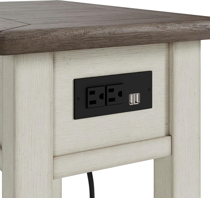 Signature Design by Ashley Bolanburg Farmhouse Chair Side End Table, Light Brown & Whitewash