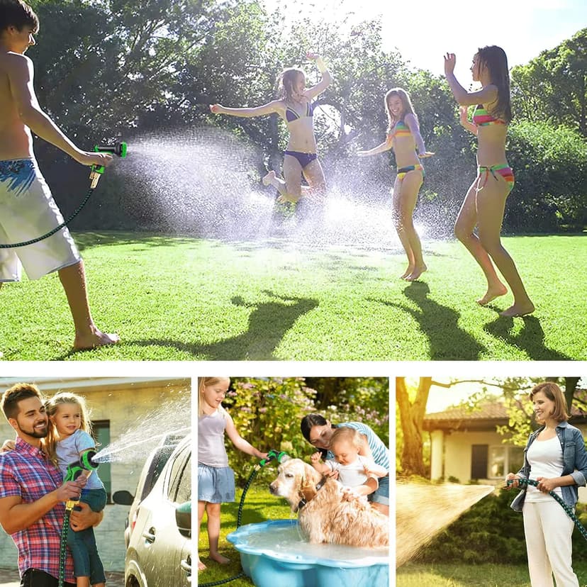 75 ft Expandable Garden Hose, 2025 Upgraded Retractable Flexible Water Hose 75ft with 10 Function Spray Nozzle, Lightweight, Kink-free,Expanding Hoses With 3/4" Solid Brass Fittings