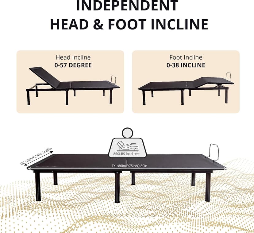 EGOHOME Split King Adjustable Bed Frame and 14 inch Copper Gel Memory Foam Mattress Set, Metal Foldable Bed Base with Remote, Head and Foot Incline, Zero Gravity Mode, Easy Assembly