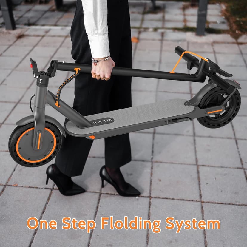 MAXSHOT Electric Scooter Adults & Big Kids, 350W Powerful Motor, Top Speed 16/19MPH, 12/16/19/21Miles Range, 8.5" Solid Tires Folding Commuter Escooter with Dual Suspension for Commuting, APP Control