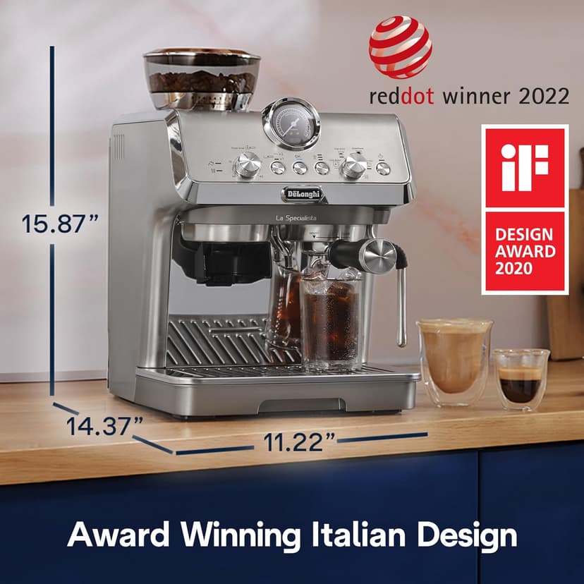 De'Longhi La Specialista Arte Evo Espresso Machine - Compact Cold Brew Coffee Maker with Grinder, Frother, Variable Temp Control & Tamping Tools - Home Barista Kit for Lattes, Cappuccinos, Iced Coffee