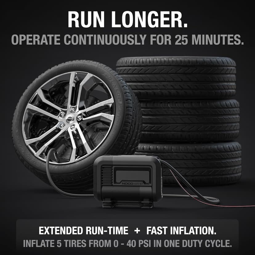 NOCO AIR10 UltraFast 10A Tire Inflator, 12V Portable Air Compressor Pump, Rated at 60 PSI, Inflates Tires from 0-40 PSI in 3.8 Minutes with a Digital Gauge, Smart Pressure and Auto-Shutoff