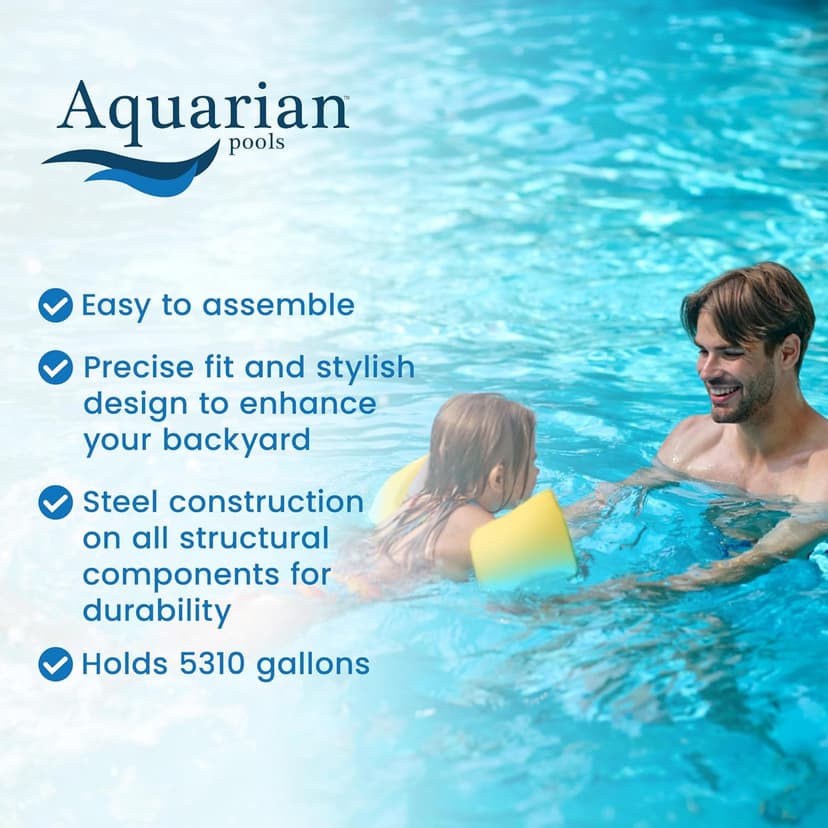 Aquarian Steel-Frame Outdoor Above-Ground Swimming Pool, Round, 15' x 52", Phoenix