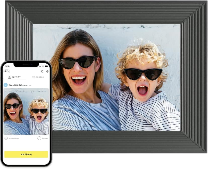 AURA Mason WiFi Digital Picture Frame | Wirecutter's Best Digital Frame for Gifting | Send Photos from Your Phone | Quick, Easy Setup in Aura App | Free Unlimited Storage | Black
