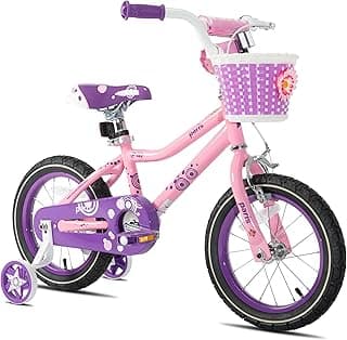 JOYSTAR Paris Girls Bike for Ages 3-8 Years Old, 14 16 18 Inch Kids Bike with Training Wheels, Basket and Handbrake, Multiple Colors