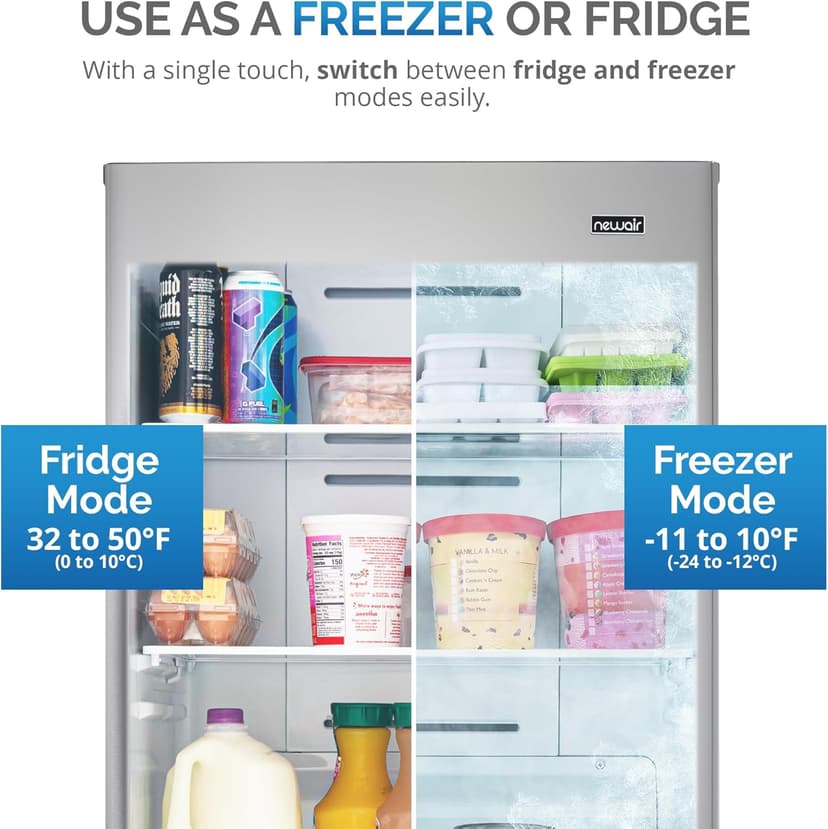 Newair 13.8 cu. ft. Upright Freezer, Fridge Freezer Convertible, Garage Ready Refrigerator, Frost Free Freezer with Door Alarm, Stand up Deep Freezer, Garage Freezer with LED Light