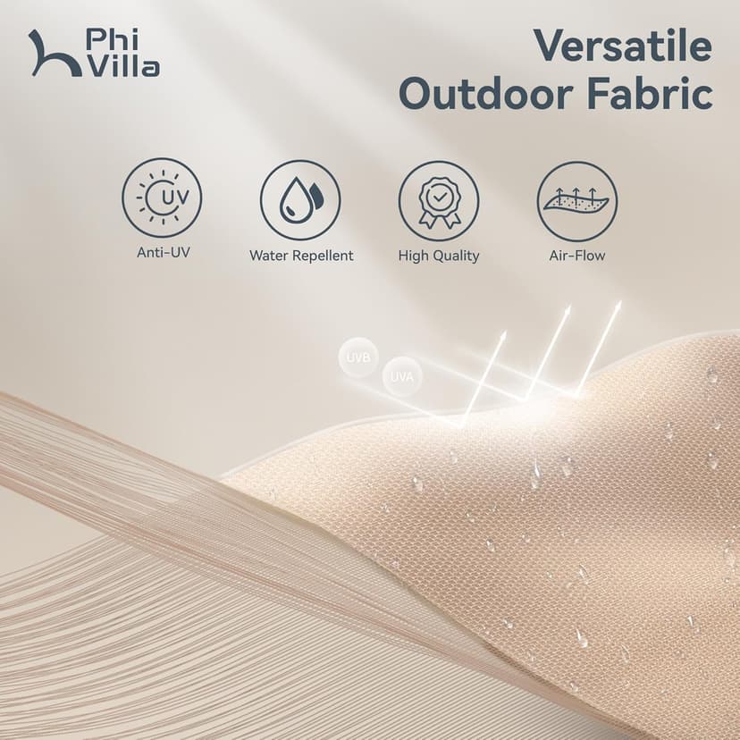 PHI VILLA 13ft Large Patio Umbrella Double-Sided Twin Outdoor Market Umbrella with Crank, Beige