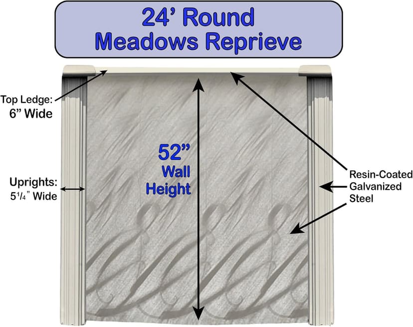 Lake Effect Pools 'Meadows Reprieve' 24' Round Above Ground Swimming Pool | 52" Inch Height | Resin Protected Steel Sided Walls | Includes a Antilles Dolphin Overlap Liner and Widemouth Skimmer