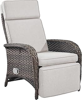 Versatile Outdoor Recliner Chair - Reclining Patio Chair with Adjustable Backrest and Footrest, All-Weather Wicker Chaise Lounge Chair Outdoor for Pool Deck Brown