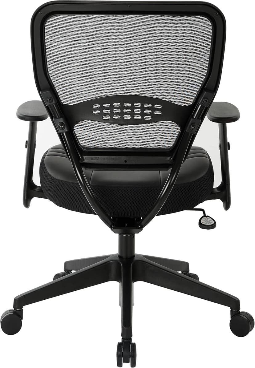 Space Seating Professional AirGrid Dark Back and Padded Black Eco Leather Seat, 2-to-1 Synchro Tilt Control, Adjustable Arms and Tilt Tension with Nylon Base Managers Chair