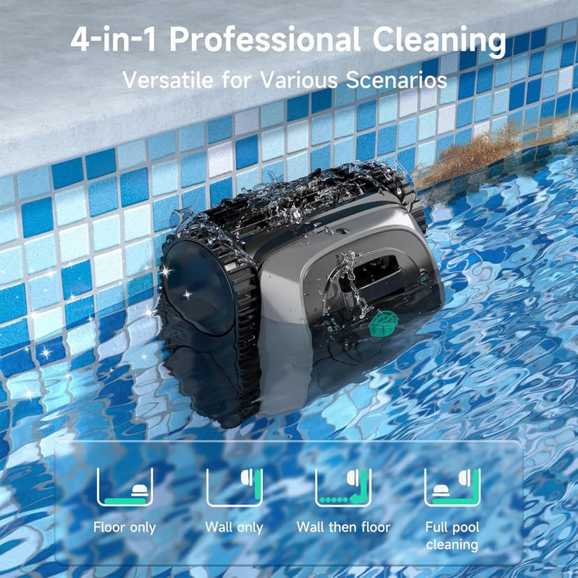 (2025 Upgrade) WYBOT C1 Pool Robot Vacuum for Inground Pools, 4-in-1 Cordless Robotic Pool Cleaner Lasts 150min, Triple-Motor up to 1,614 Sq.ft, Smart APP Support, Auto Wall & Waterline Cleaning